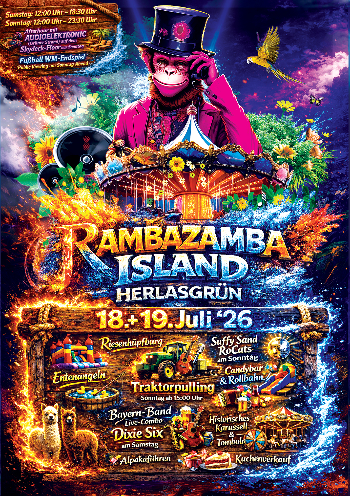 Plakat Kinder- und Familienfest Rambazamba Island 2026